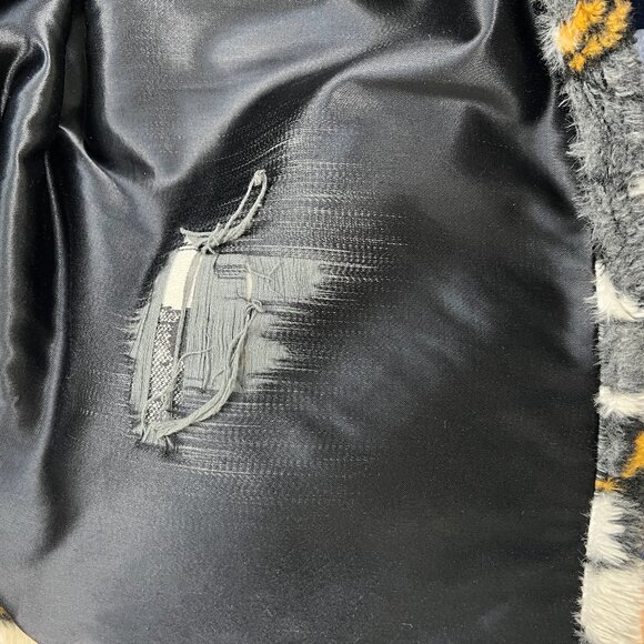 Vintage Novelty Print Penguin Pea Coat Faux Fur Teddy Jacket Oversized Peacoat - Picture 10 of 11